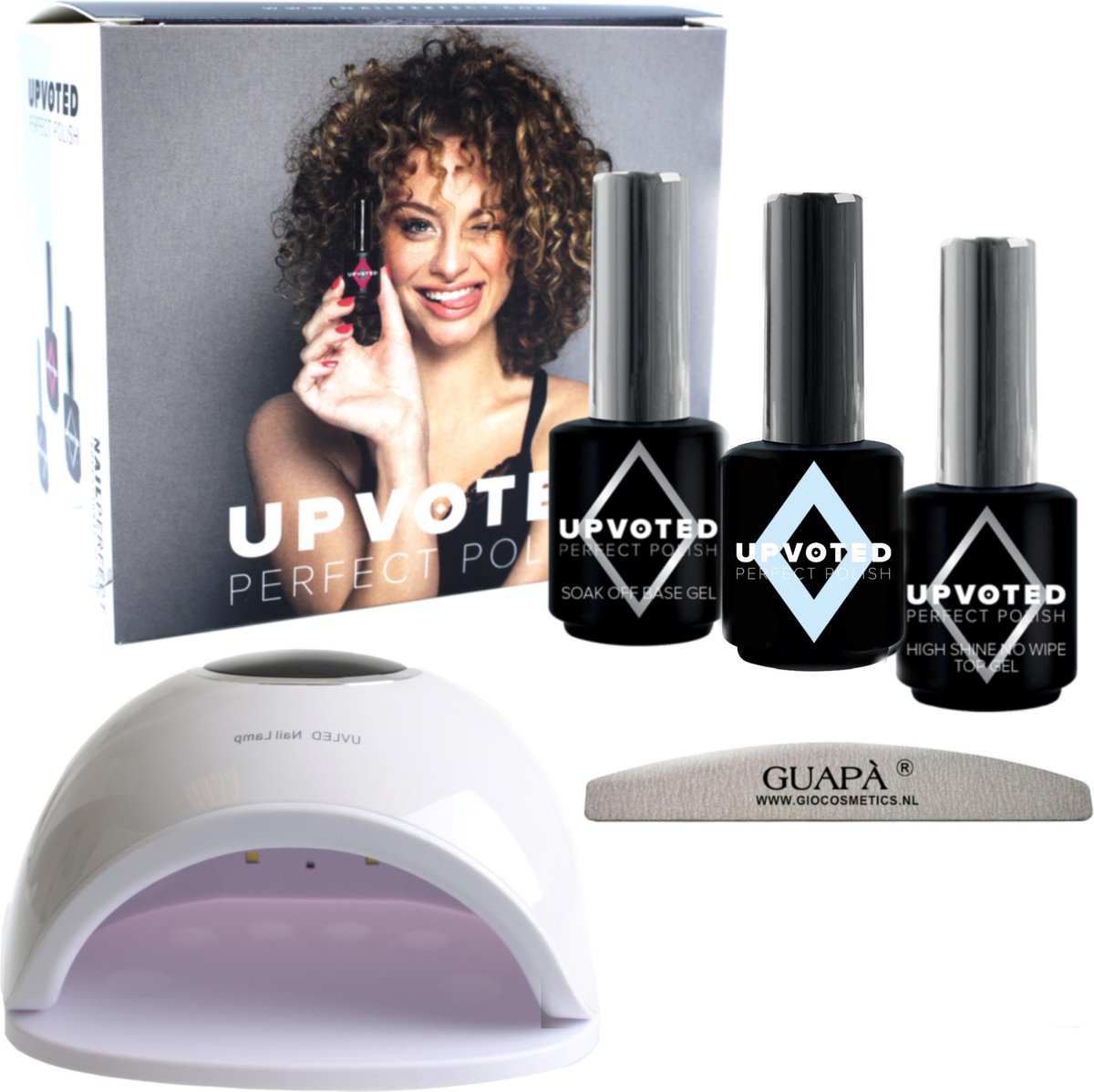 GUAPÀ® Gellak Starterspakket | Nagellamp UV / LED | Licht Blauwe Gel Nagellak | Base- & Top Gel