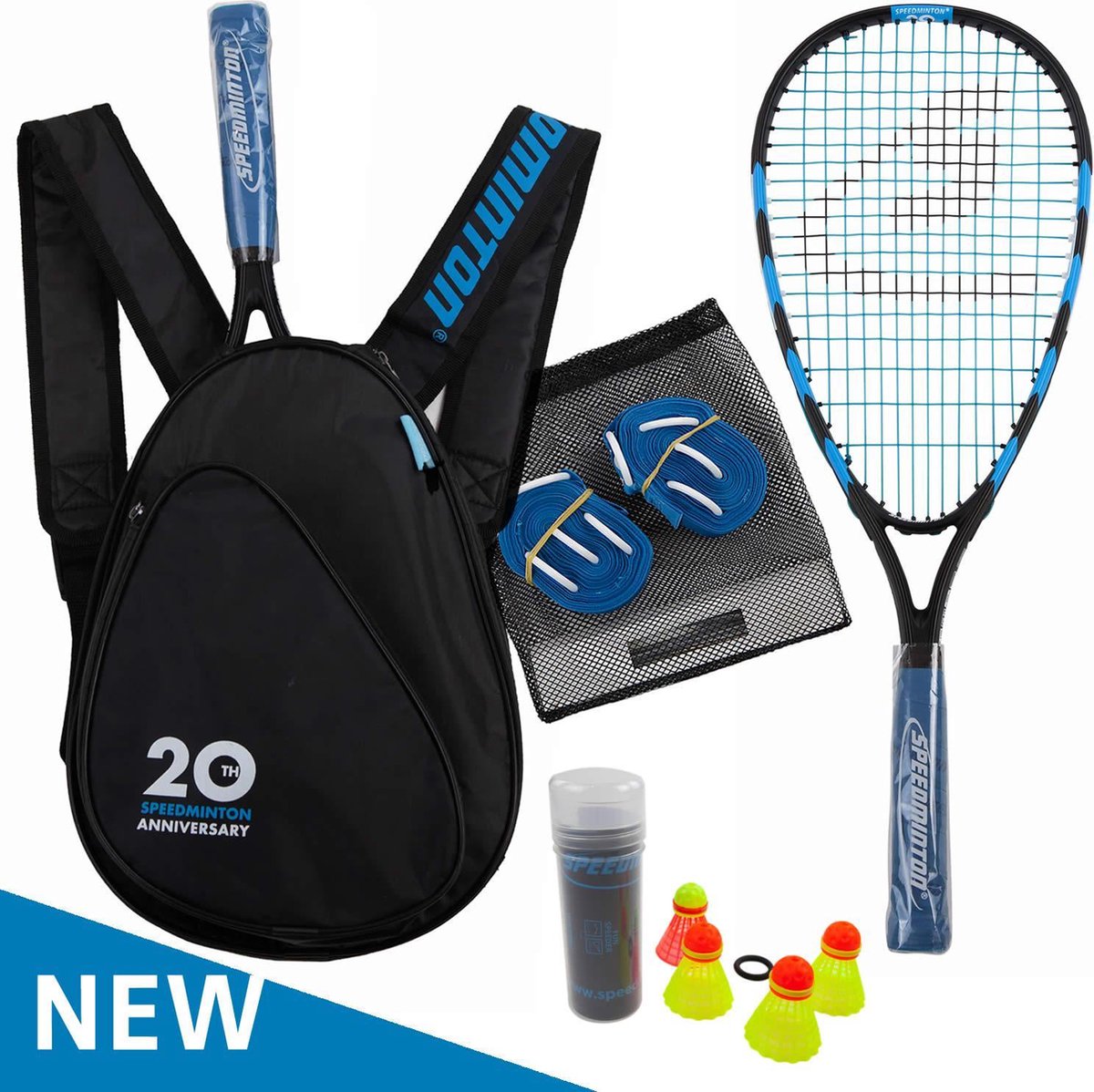 Speedminton Jubileum set - LIMITED EDITION - blauw/zwart - crossminton - speedbadminton