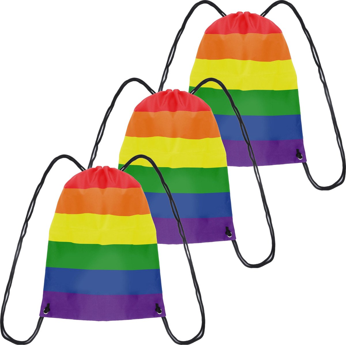 3x Rugtasje/rugzak regenboog/rainbow/pride vlag voor volwassenen en kids - Festival/pride musthaves