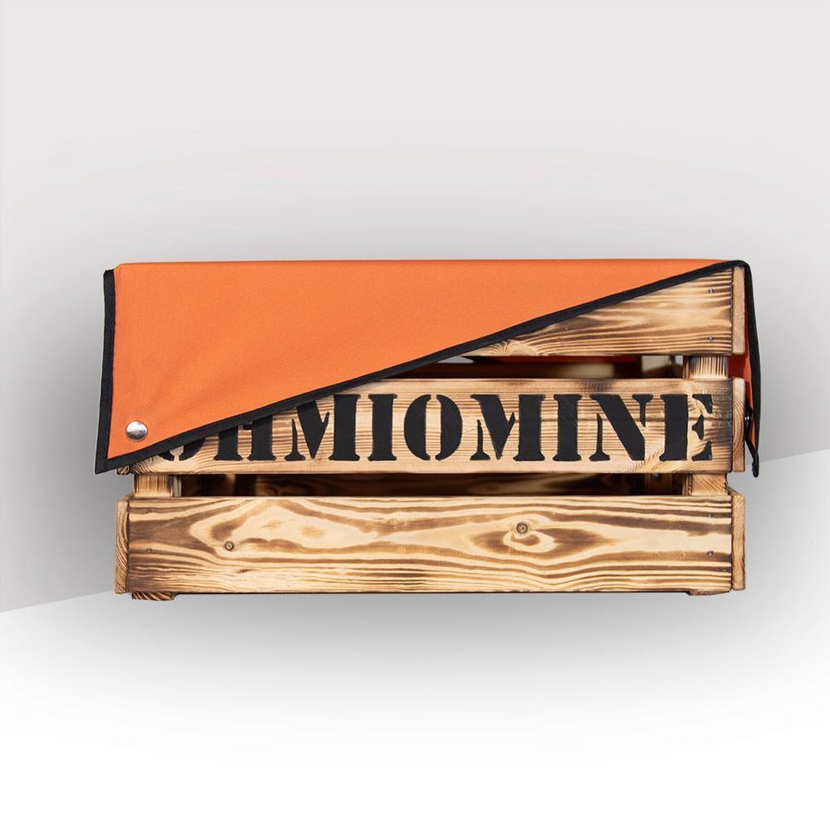 Ohmiomine Transporter Fietskrat Gebrand Hout inclusief Feestelijk Oranje Afdekhoes
