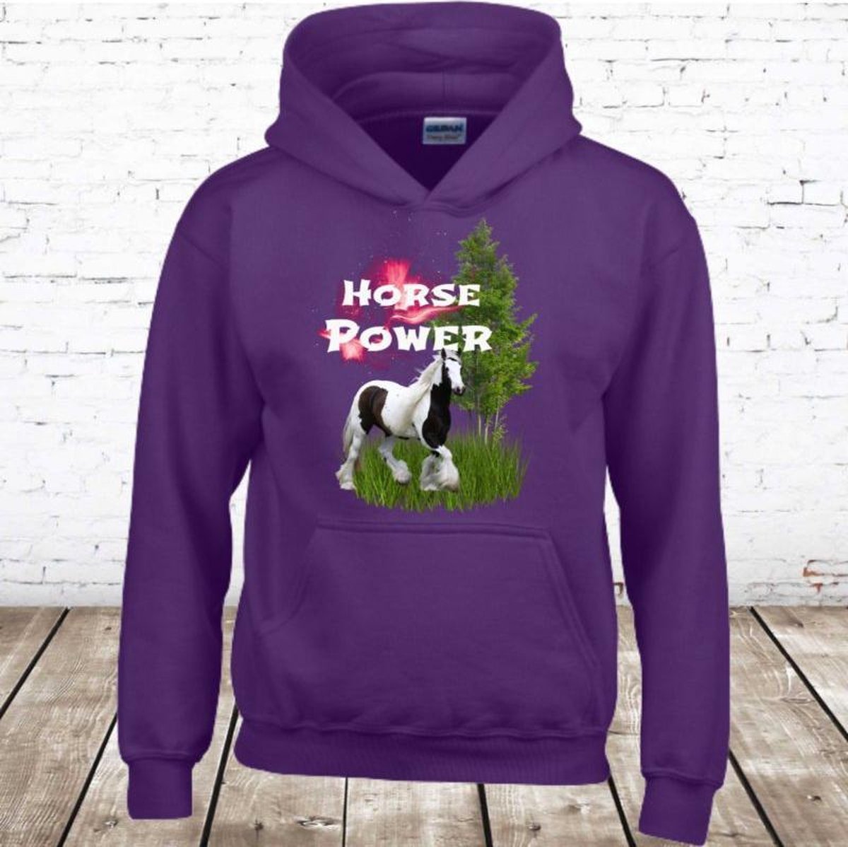 S&C Hoodie Horse power paars - 110/116