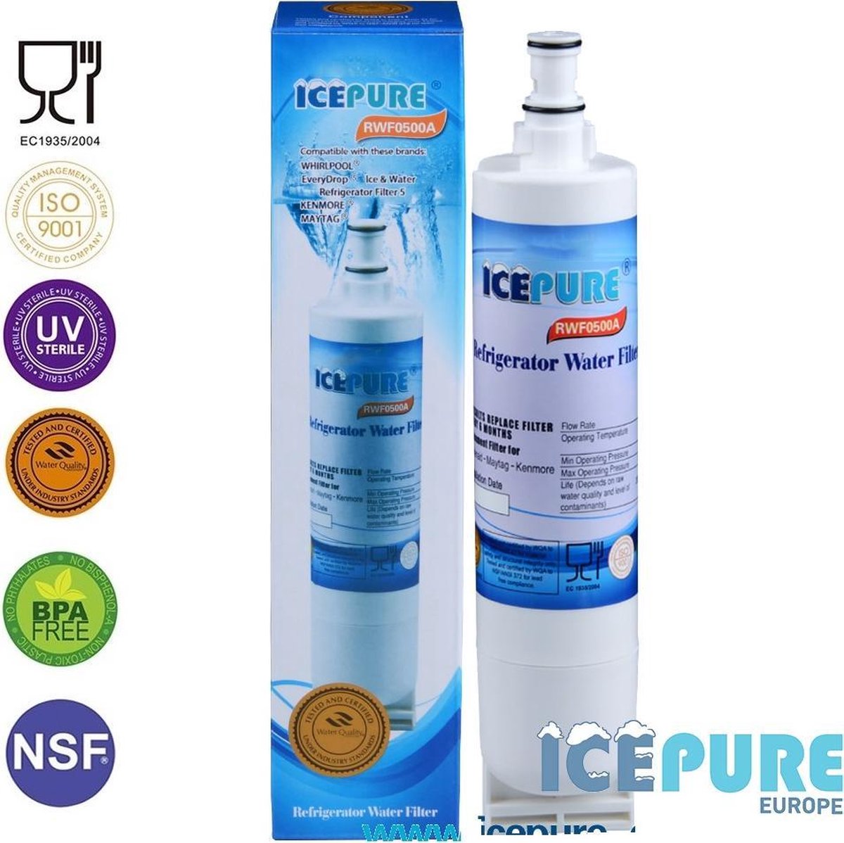Whirlpool SBS200 Waterfilter 484000008726 / SBS002 van Icepure RFC0500A
