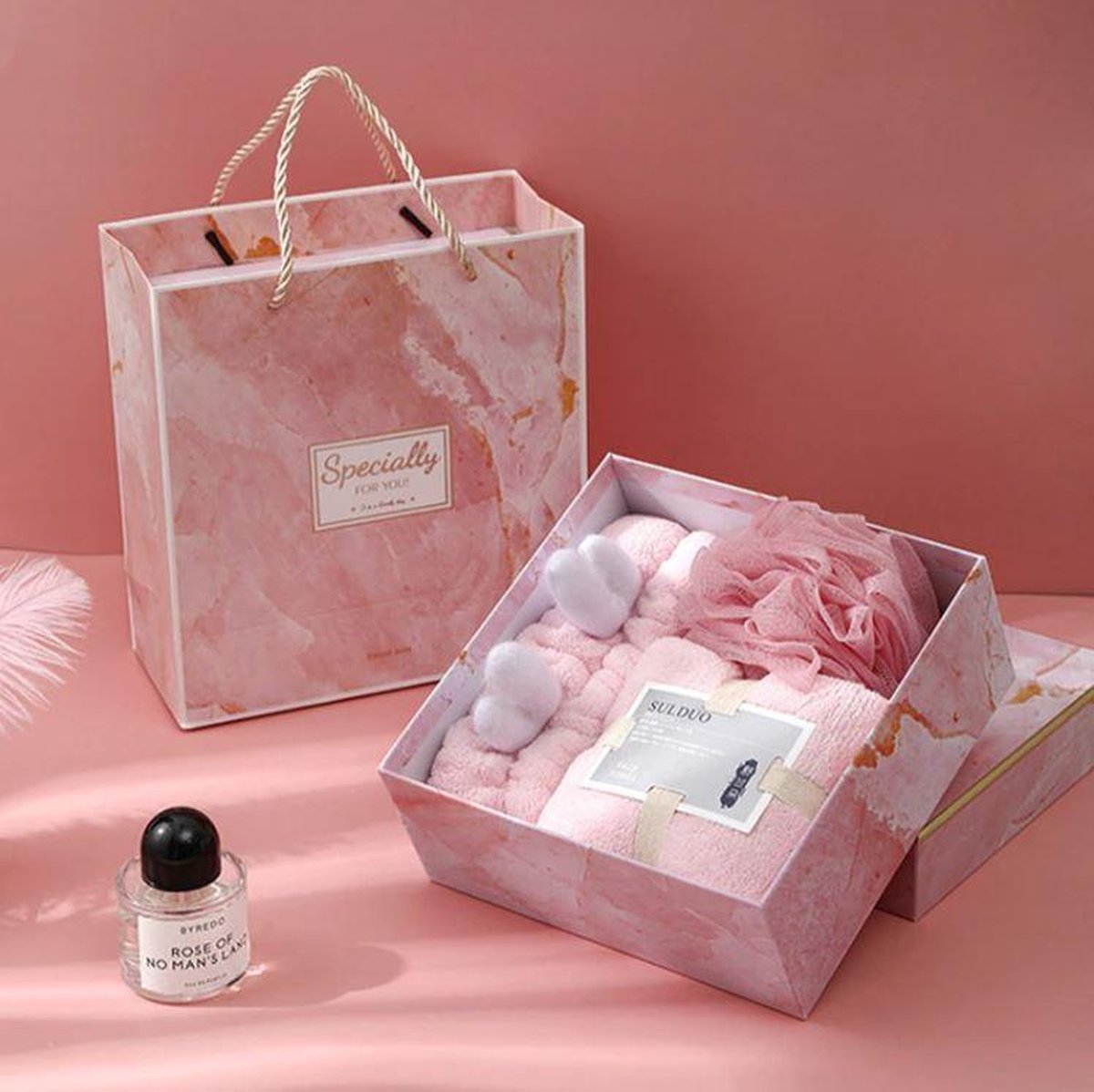 Badspons | Handdoek | Haarband | Luxe set Set van drie stuks