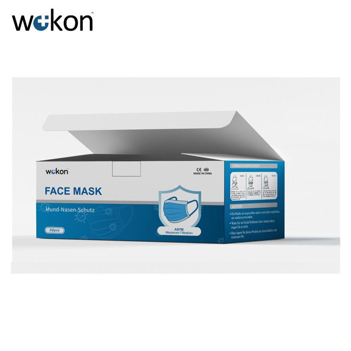 50 stuks/box - WOKON Niet Medisch Mondkapje | 3-laags