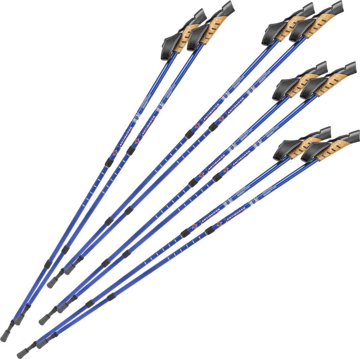 4 paar Nordic walking stokken antishock blauw 401981