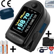 MIFOR® Professioneel Saturatiemeter met Hartslagmeter - INCL. BATTERIJEN & OPBERGTAS & DRAAGKOORD - Oximeter Spo2 - OLED Display - Zuurstofgehalte - Zuurstofmeter Vinger - Kleur Zwart