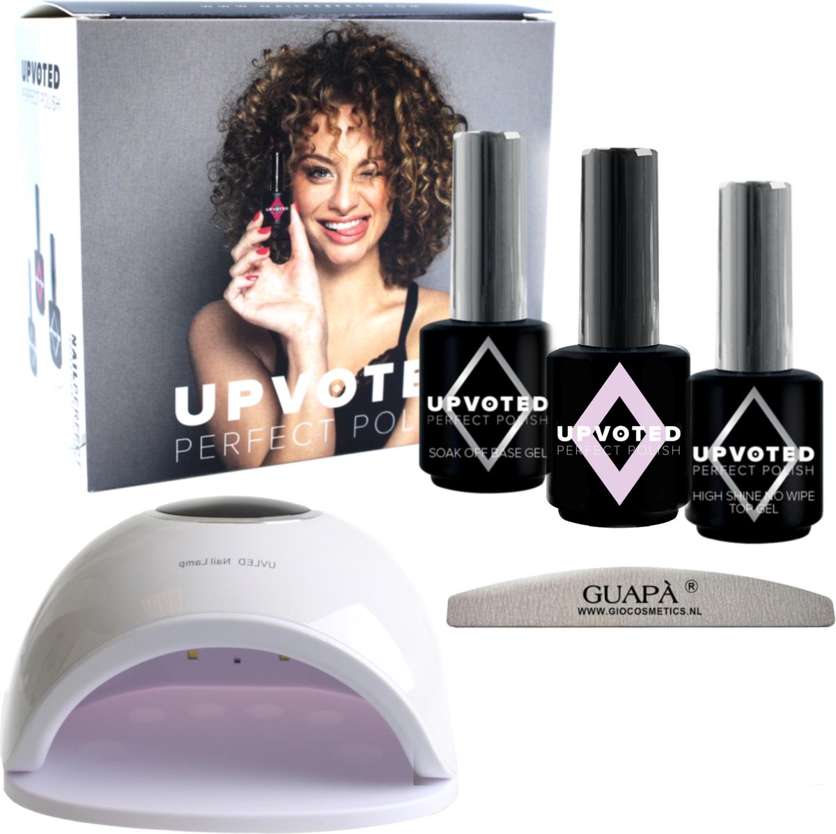 GUAPÀ® Gellak Starterspakket | Nagellamp UV / LED | Lila Paarse Gel Nagellak | Base- & Top Gel