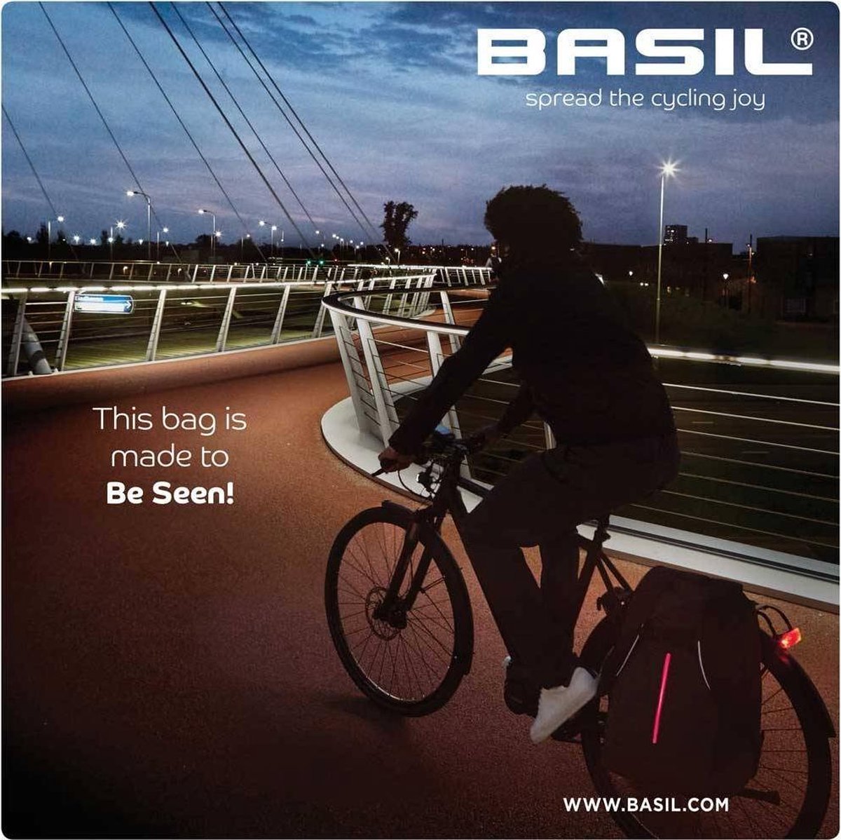 Fietsrugzak Basil B-Safe Backpack Nordlicht 18 liter 29 x 14 x 45 cm - zwart
