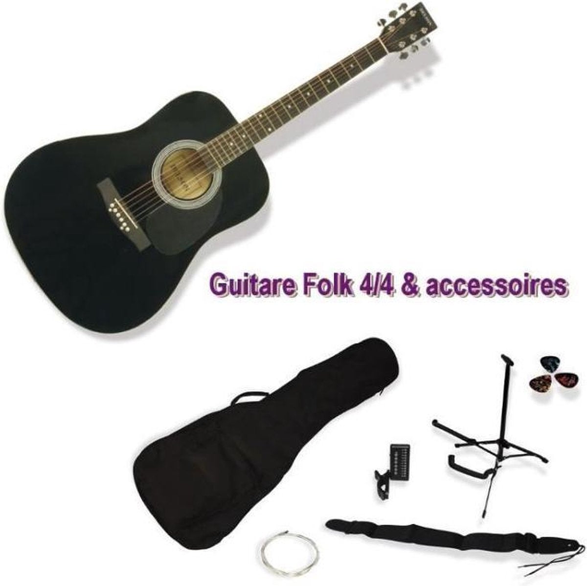 DELSON Black Montana Folk Guitar Pack + accessoire