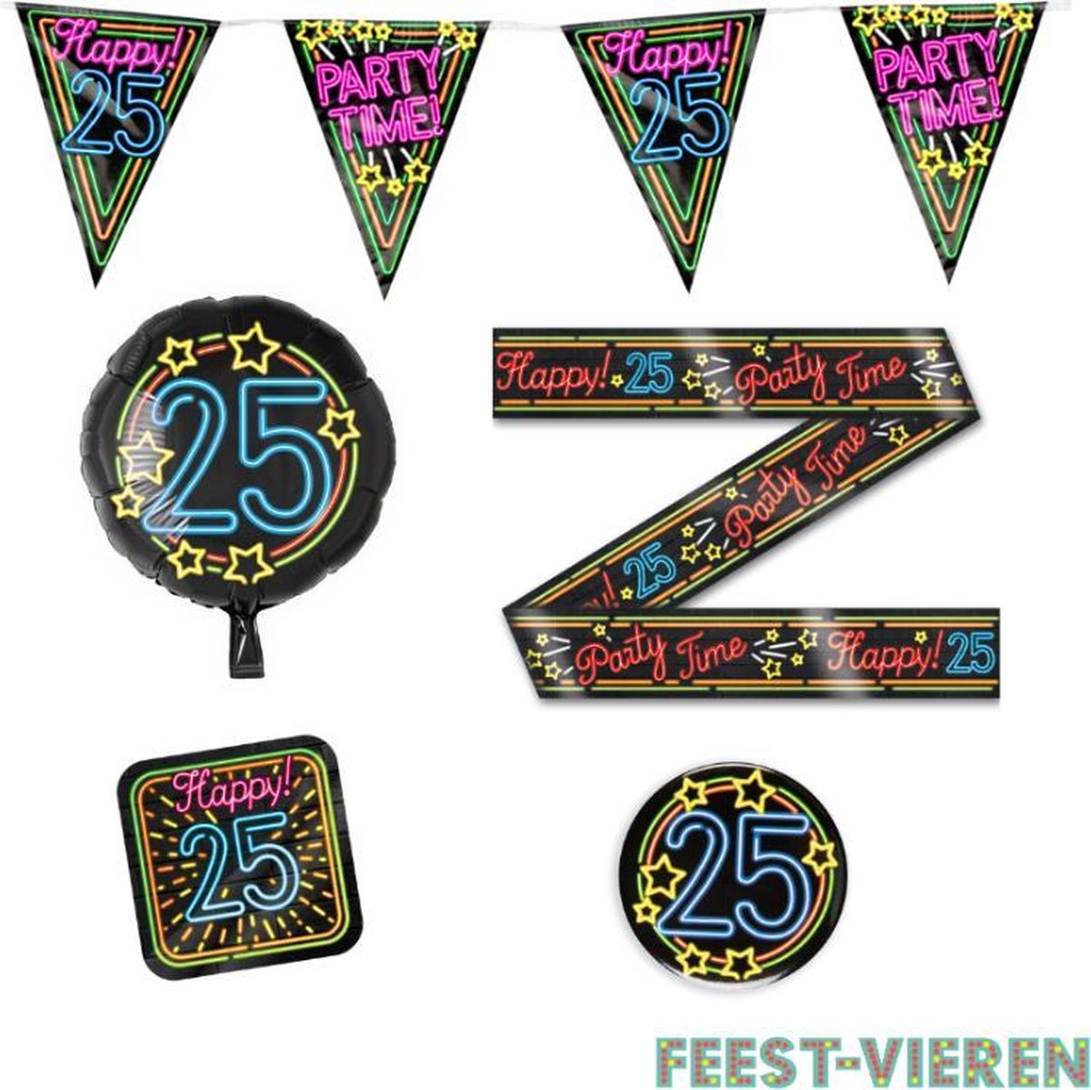 25 jaar verjaardag versiering pakket Neon