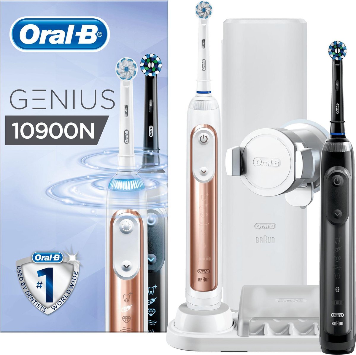 Oral-B Genius 10900N - Roségoud en Zwart - Elektrische Tandenborstels - Duo Pack