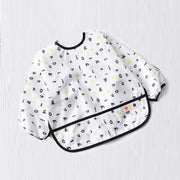 Slabbetje lange mouwen met brede opvangbak (6-24 maanden) - letters - baby en dreumes - waterproof - waterdicht knutselshort - kliedershort