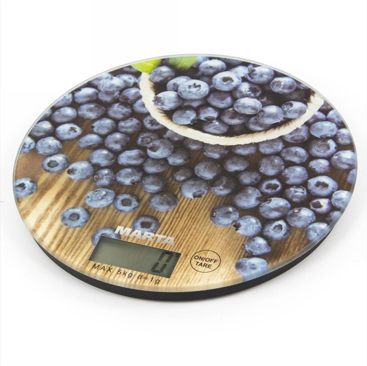 MARTA MT-1635 - Glazen digitale keukenweegschaal - 5 KG - Tarra functie - Incl batterijen - Auto-off functie - Blueberry