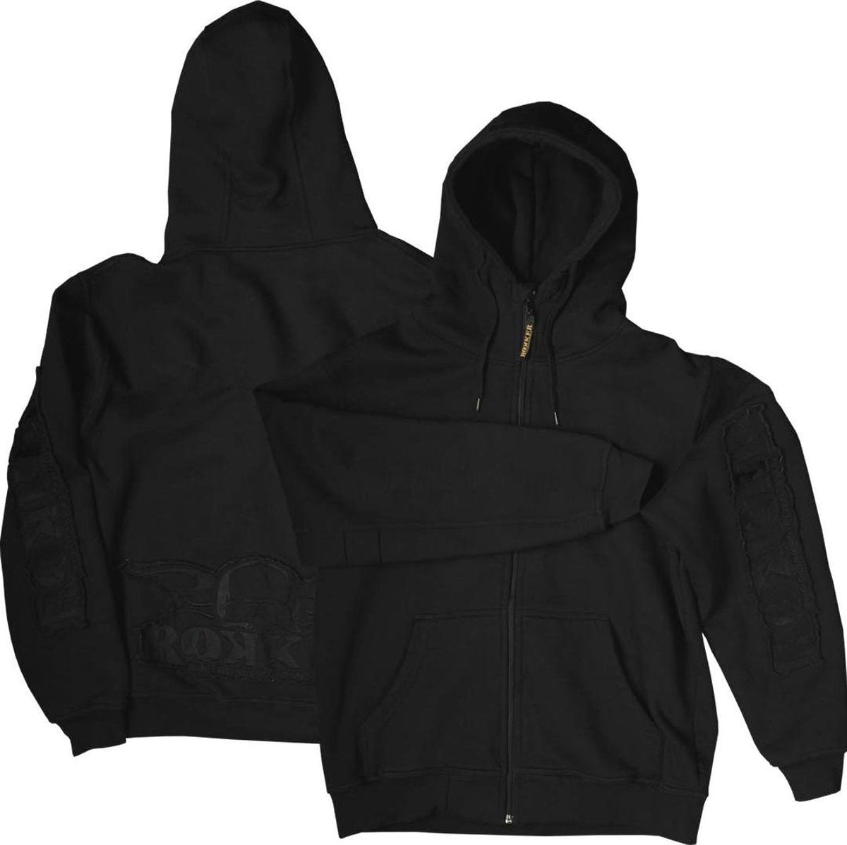 ROKKER ZWART ZIP HOODIE S