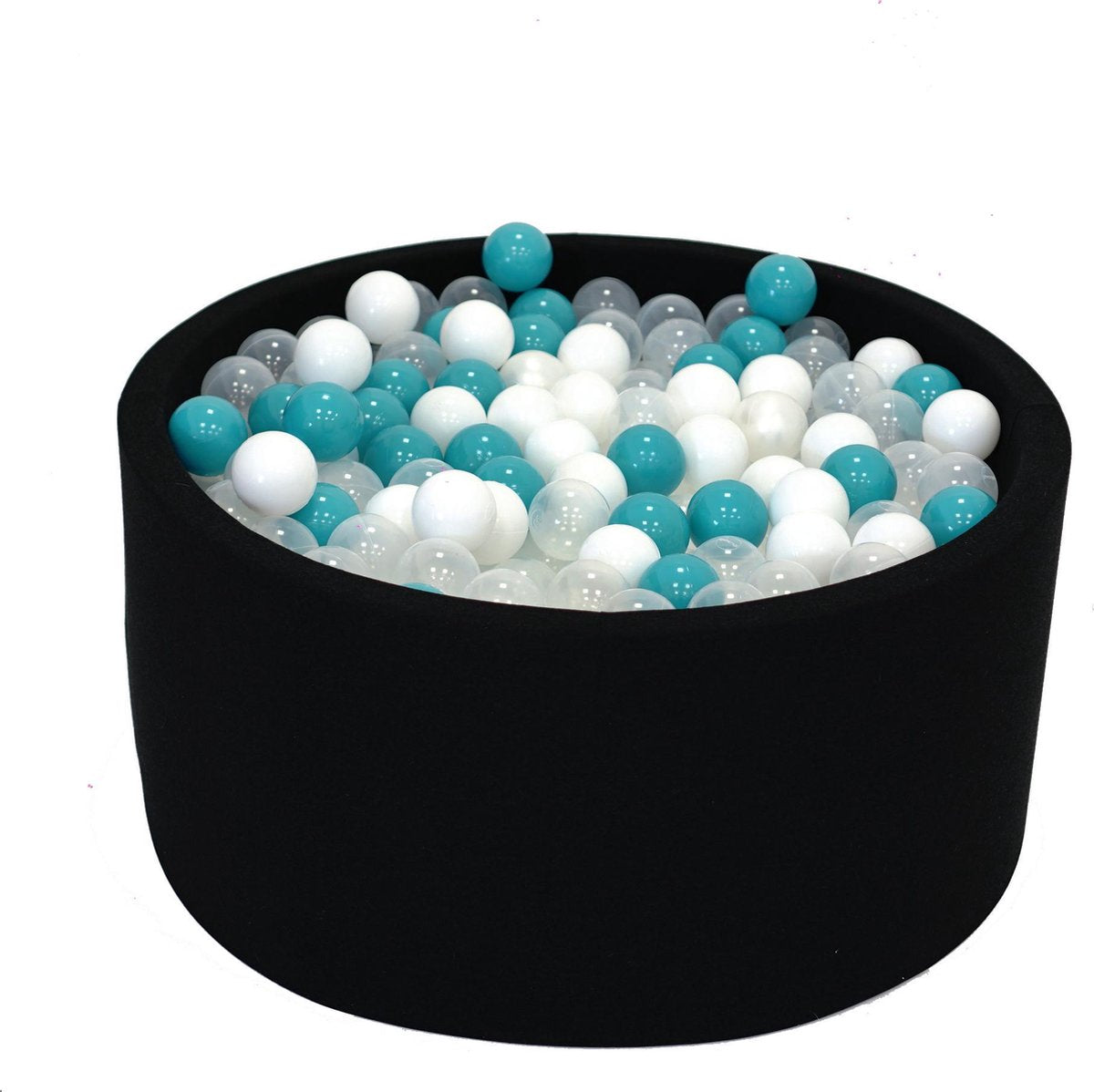 Ballenbak Grijs Zwart 90x40 met 250 ballen Turquoise