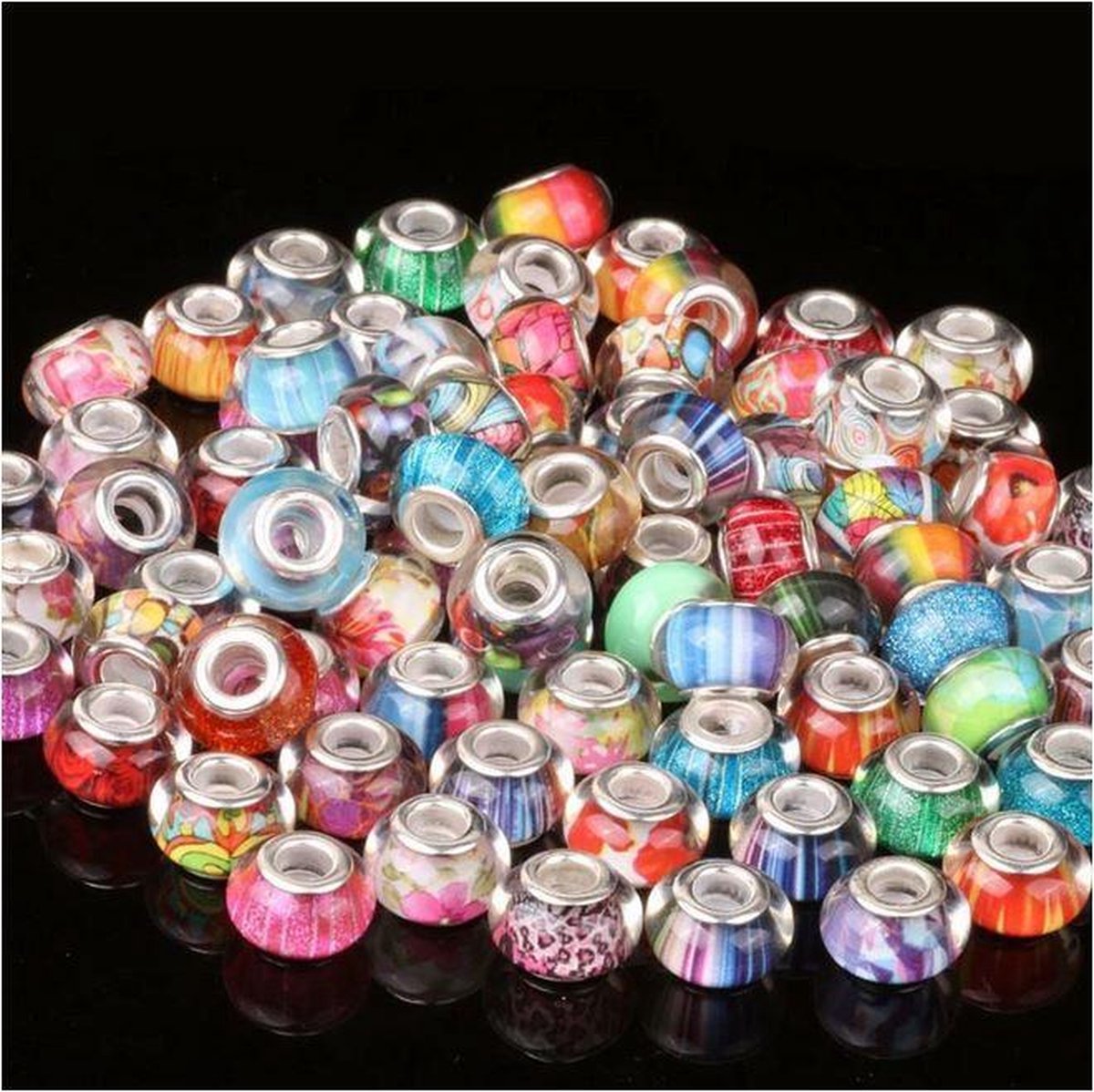 20 stuks glaskralen multicolor 8x13 cm