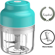 Fuegobird Hakmolen - 250 ML Mini - Knoflook Chopper - Groente Chopper - Elektrische Uiensnijder - met 3 scherpe messen voor knoflook groenten fruit vlees multi-chopper- Blauw