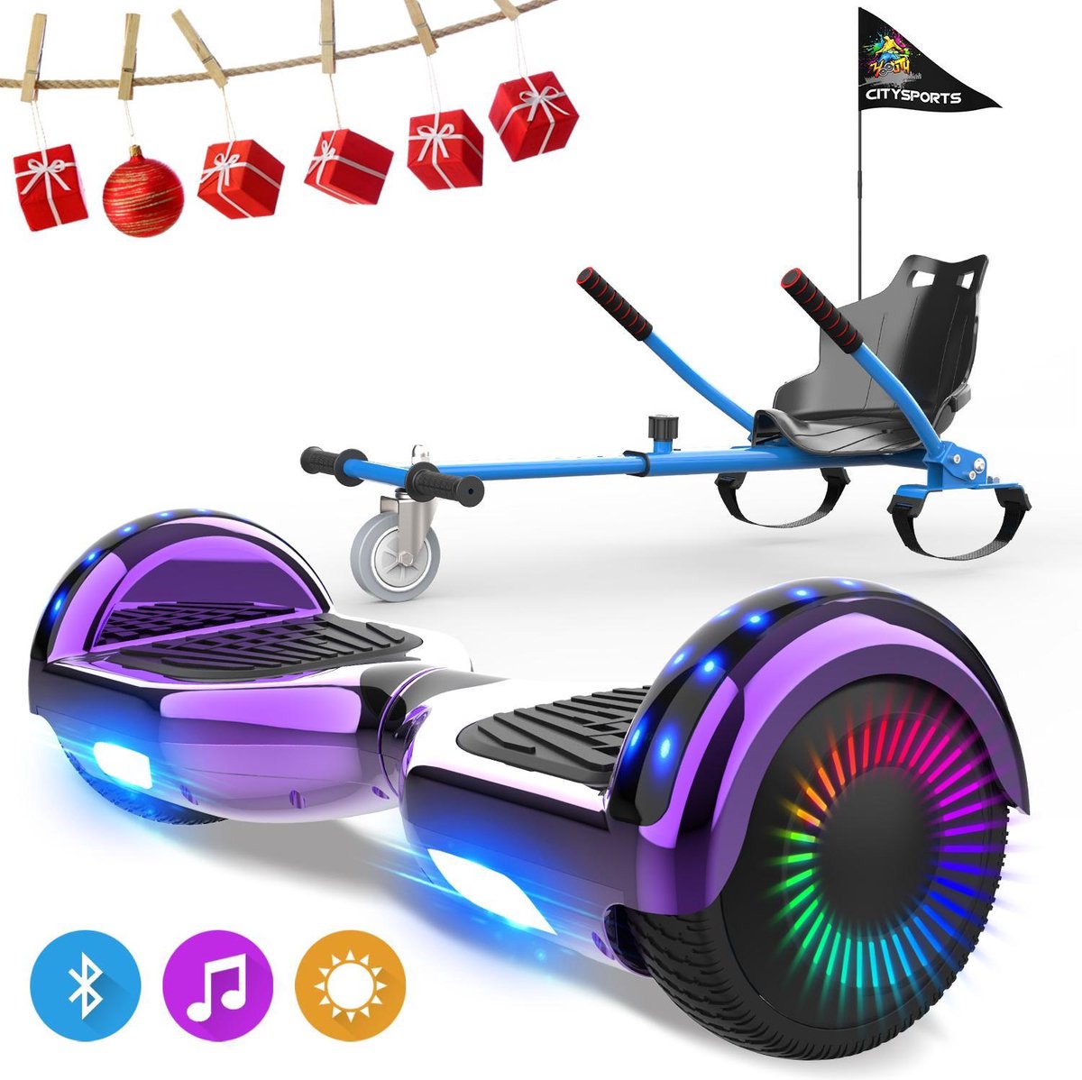 Evercross 6.5 inch Hoverboard met Flits Wielen