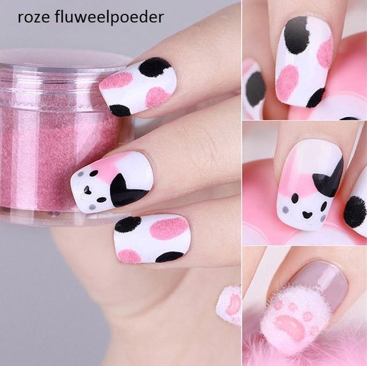 FLUWEEL POEDER MIX 6 KLEUREN NAILART VELVET POWDER NAGELLAK GELLAK nr 197