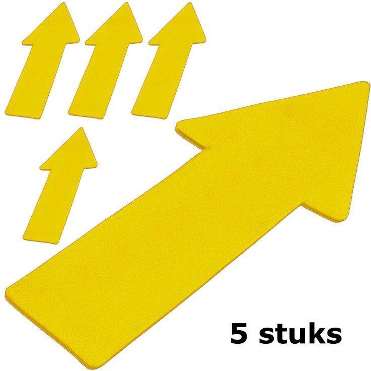 Vinex - Set van 5 pijlen - Basis markering - vloermarkering - platte vorm - Pijl - Arrow floor marker - ca. 30 cm - Geel