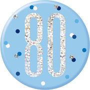 Button 80 Jaar Blauw 7cm
