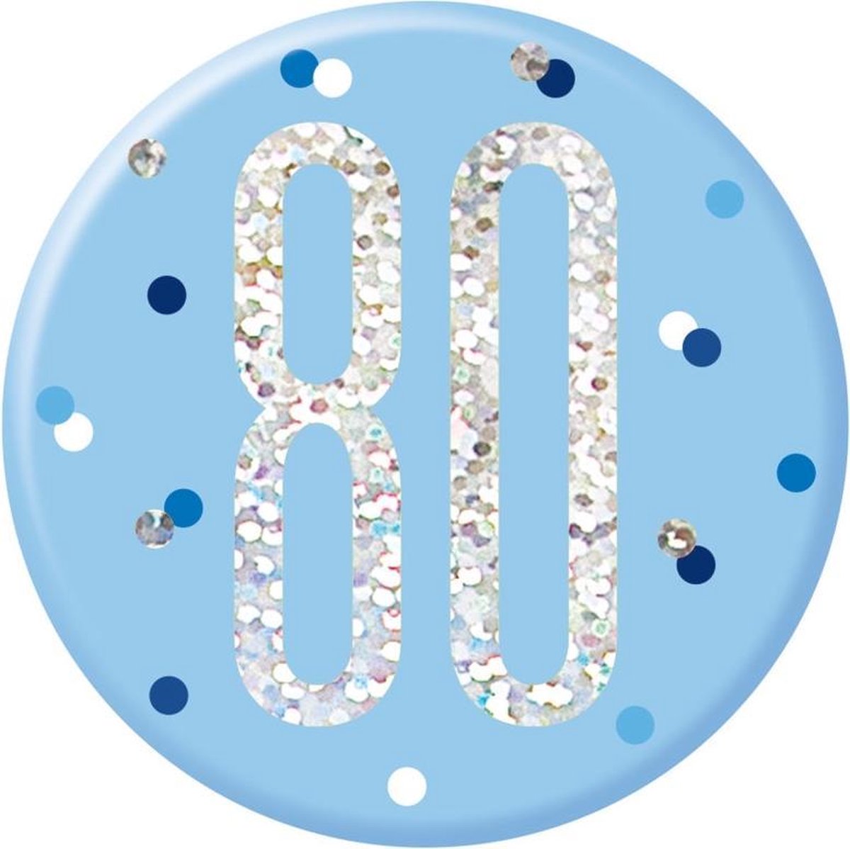 Button 80 Jaar Blauw 7cm