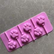 BukkitBow - 6 Kattenpootjes Lolly Mal - 6 Roze Siliconen Kattenpootjes