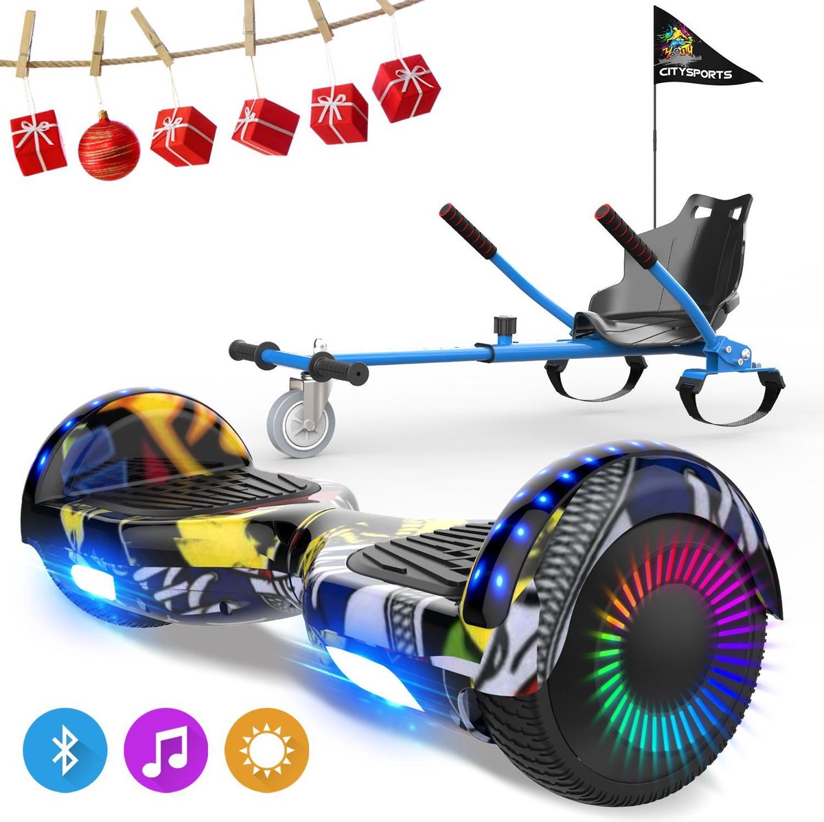 Evercross 6.5 inch Hoverboard met Flits Wielen