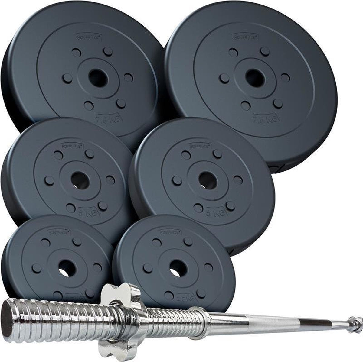 ScSPORTS® Halterset 30 kg - Halterstang met Halterschijven Kunststoff - 2x2