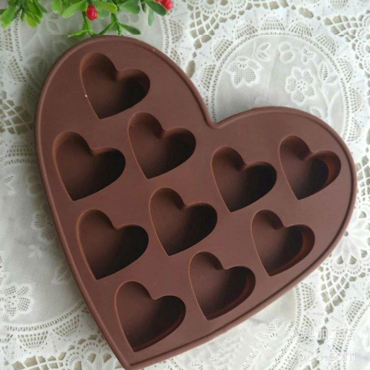 Ijsblokjes mal | siliconen vorm | grote hartjes | 10 ijshartjes | Chocoladevorm | Gelatinevorm