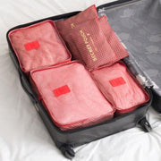 Packing cubes set 6 delig – Ster – Rood – Backpack Organiser