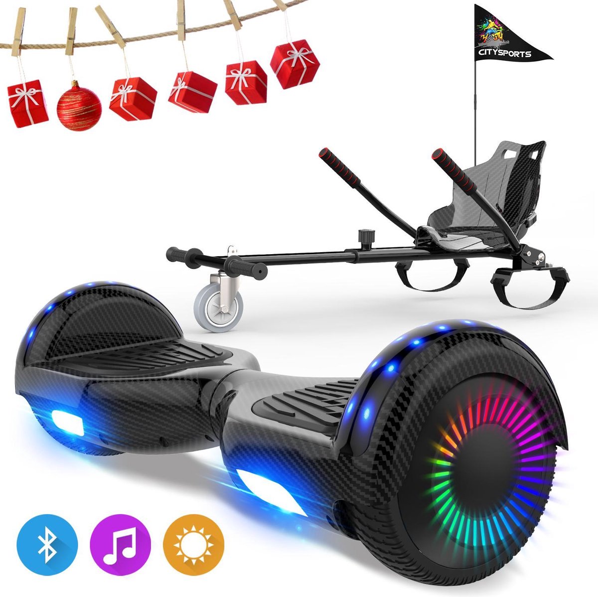 Evercross 6.5 inch Hoverboard met Flits Wielen