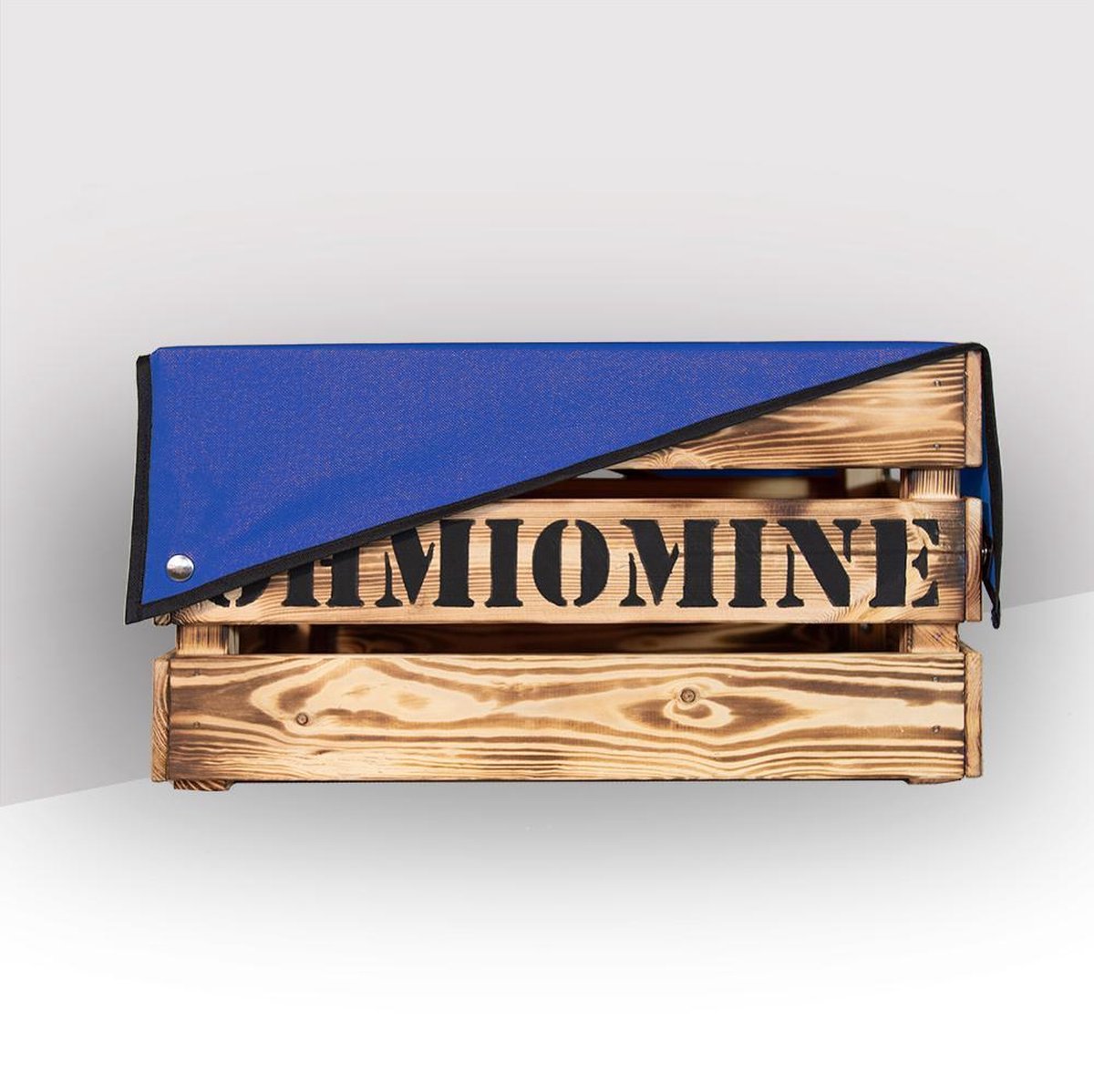 Ohmiomine Transporter Fietskrat Gebrand Hout inclusied Koningsblauw Afdekhoes
