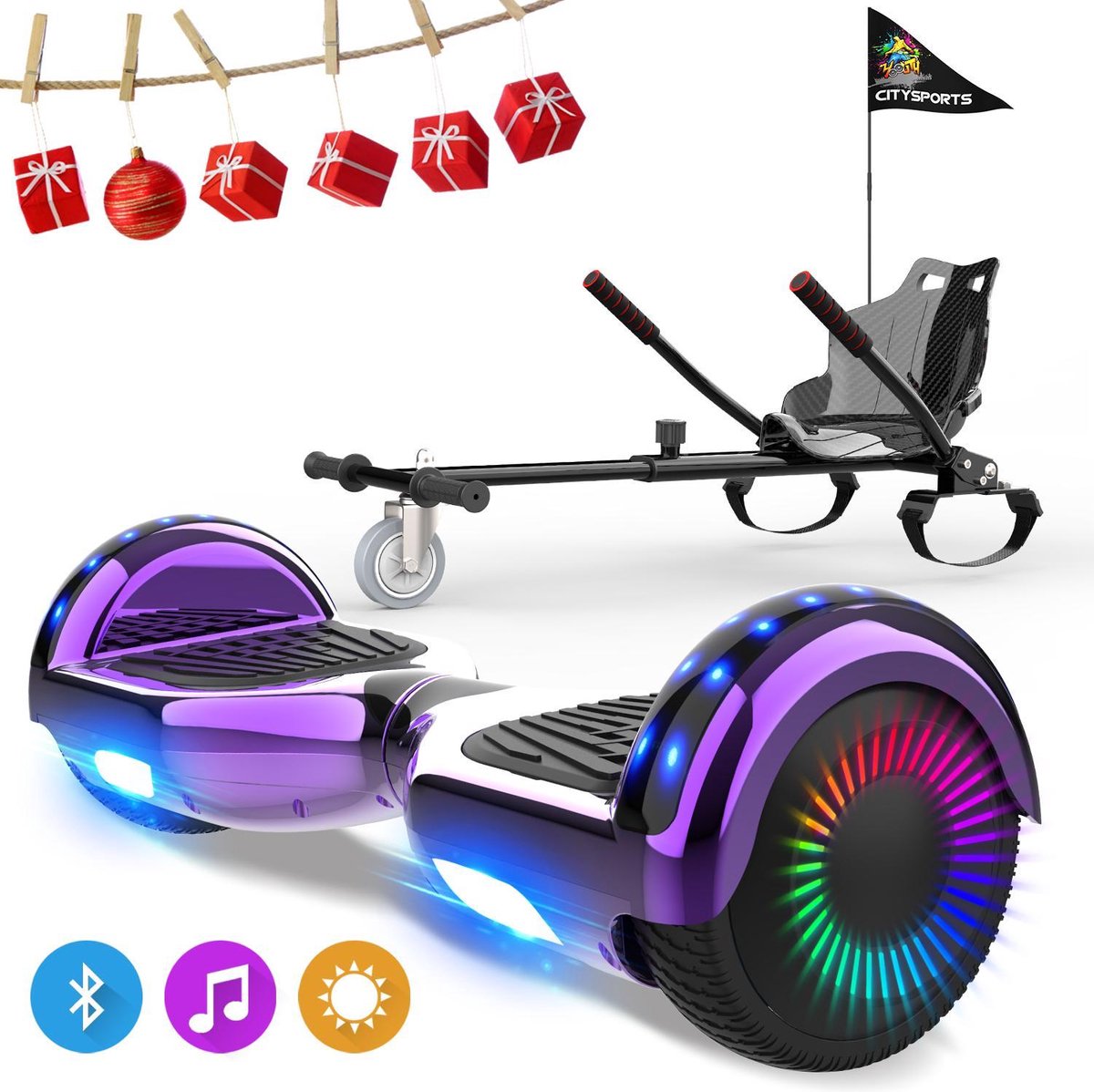 Evercross 6.5 inch Hoverboard met Flits Wielen