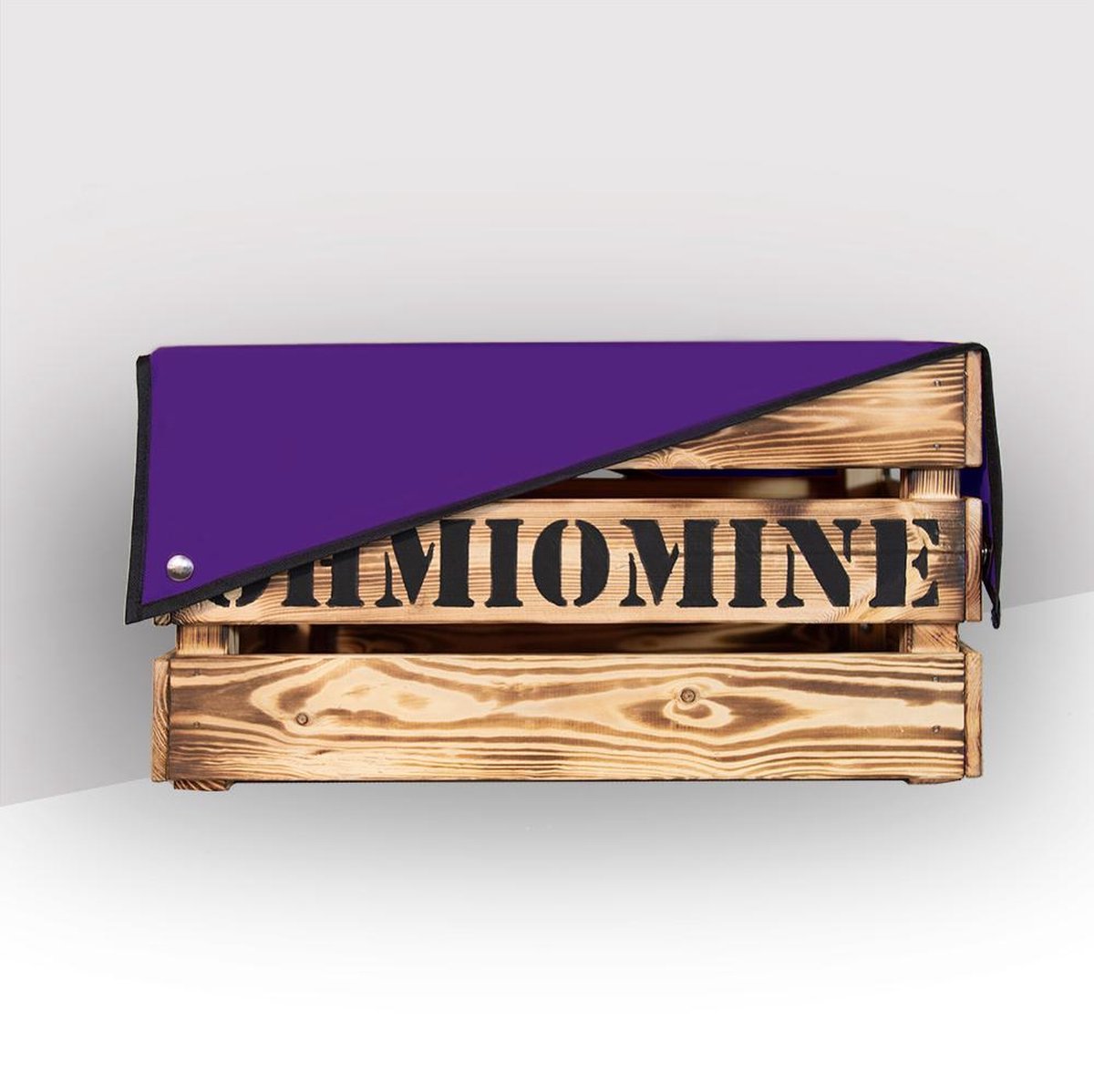 Ohmiomine Transporter Fietskrat Gebrand Hout inclusief Paus Paars Afdekhoes