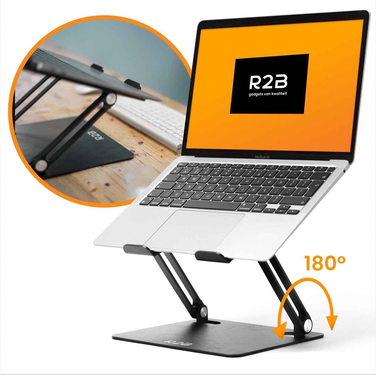 Laptop Standaard Verstelbaar en Opvouwbaar - Universele Laptopstandaard - Laptoptafel - Laptophouder - t/m 17 inch - Zwart - Macbook