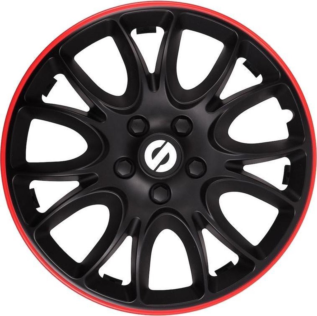 Sparco Wieldoppen 15 inch Veneto Zwart/Rood - ABS