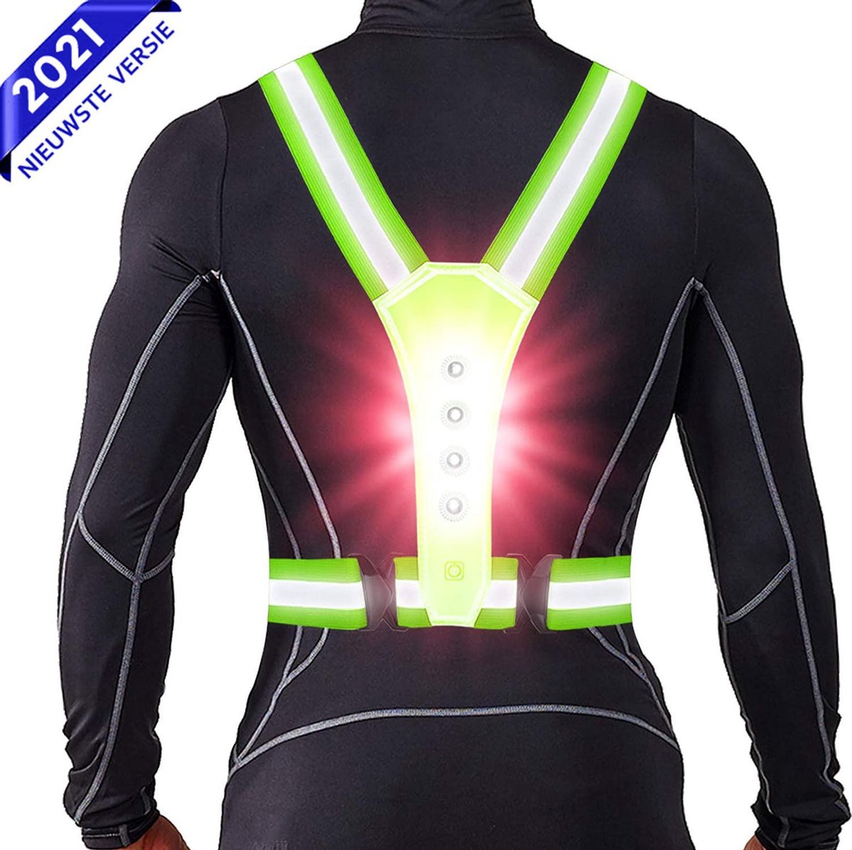 Nince Hardloop Verlichting Van Hoge Kwaliteit USB Oplaadbaar (Geel) - Hardloopvest Geel - Reflecterend vest