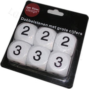 Low Vision Design XXL Dobbelstenen Met Grote Cijfers Wit / Zwart ( 6st )