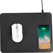 Muismat Leder + Draadloos Qi Oplader voor Smartphone van TechNow - Zwart