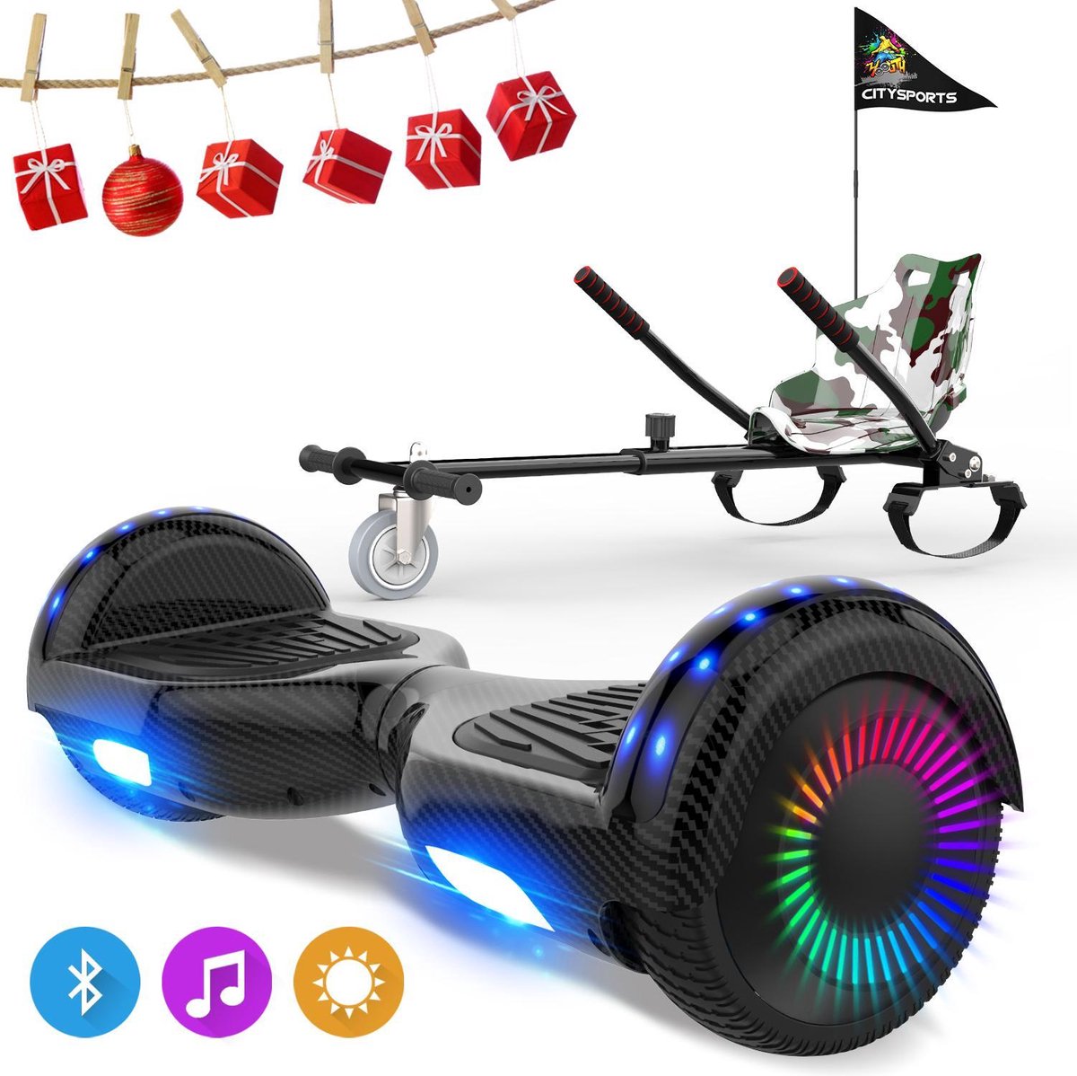 Evercross 6.5 inch Hoverboard met Flits Wielen