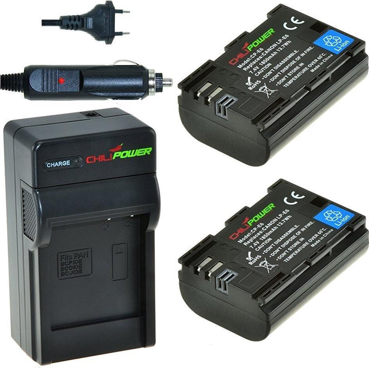 ChiliPower LP-E6 Canon Kit - Camera Batterij Set