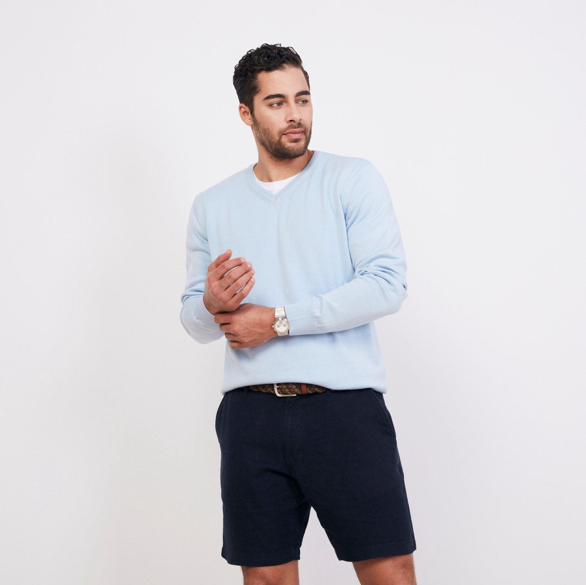 ULTRAMARINE Trui Heren met V Hals - Sweater Heren met Lange Mouwen - Truien Heren Volwassenen - Sweatshirt Heren - Longsleeve Heren - Trui Mannen - Pullover - Lichtblauw - L