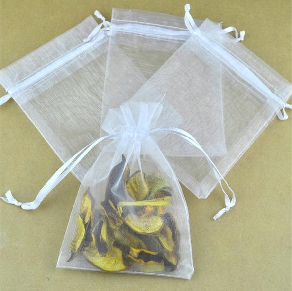 ProductGoods- Organza Kado Zakjes - Wit 50 Stuks - Cadeauzakjes / Cadeautasje - Organza zakjes