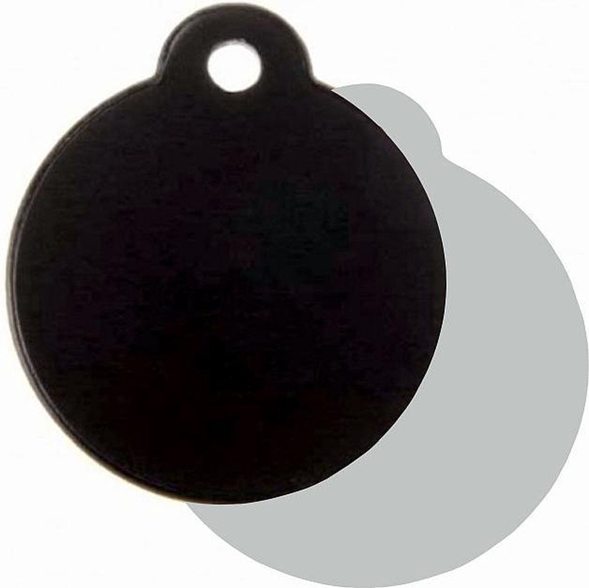 Hondenpenning Rond met lus zwart | 2 zijden graveren | Ø 27 mm