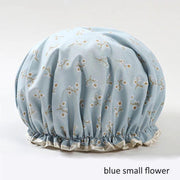 Dikke 1Stuks Douche muts - Shower Cap - Blue Small Flower - Waterdicht - BadMuts  - Dubbele Laag - Douchemuts Haar Cover Bedekking - Vrouwen Benodigdheden DoucheCap Badkamer Accessoires