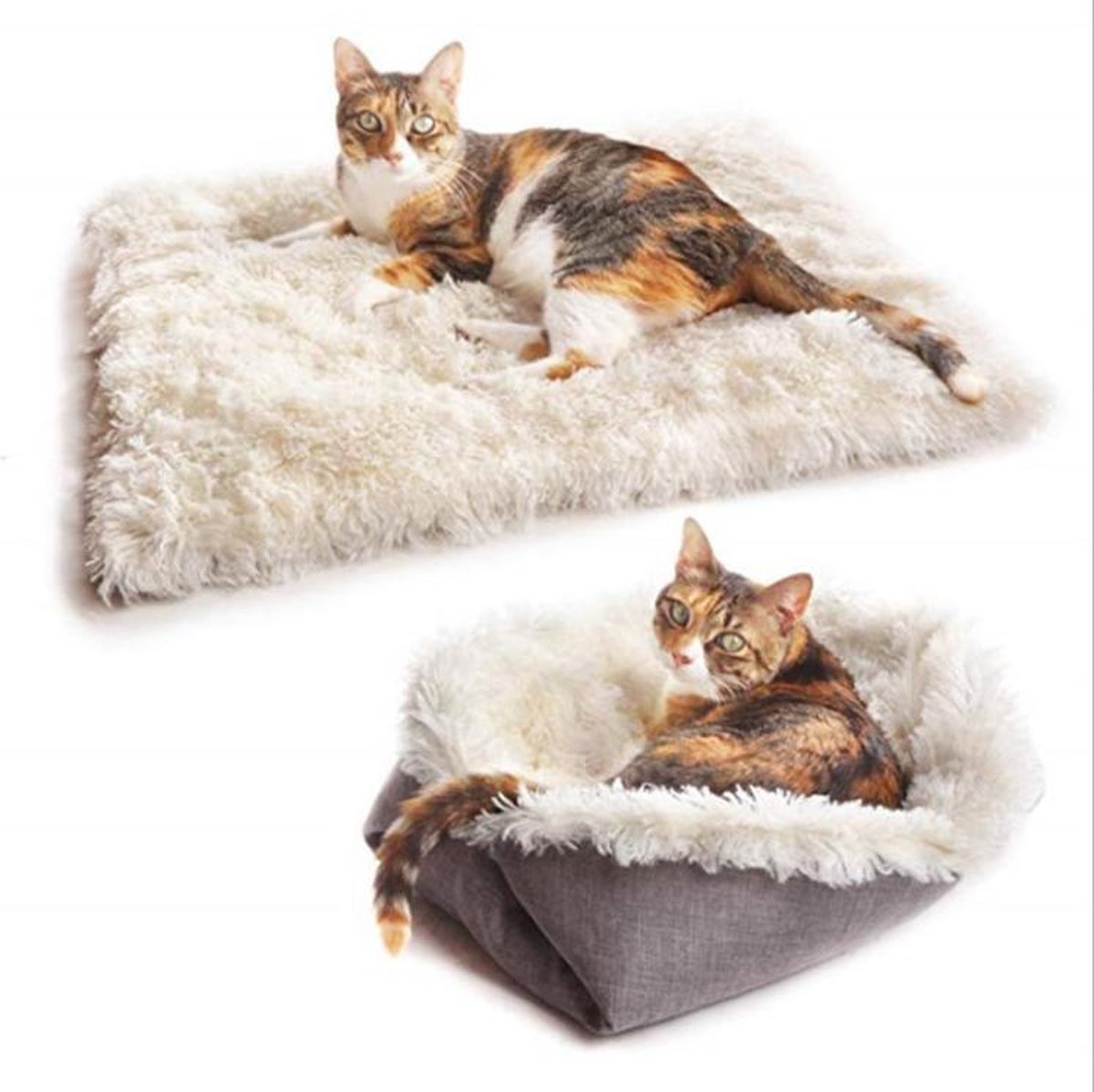 Reayou Kattenmand - Kattenkussen - Kattenbed - Wit - 51 x 61 cm
