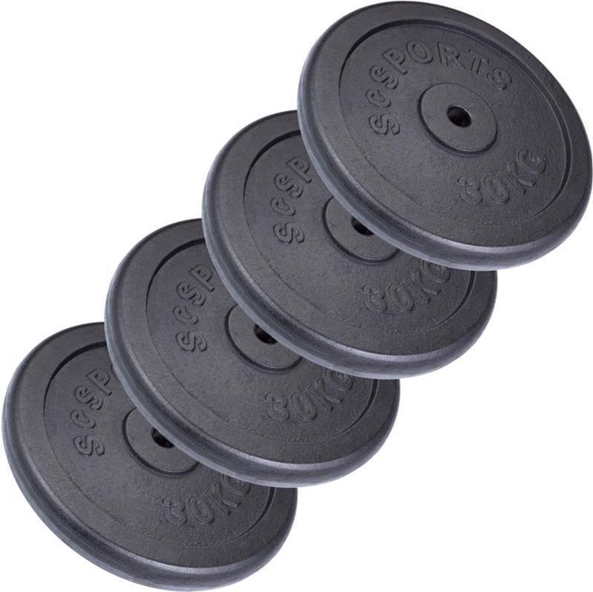 ScSPORTS® Halterschijven set - 120 kg - 4 x 30 kg - Gietijzer - 30 mm - Gewichten