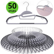 Gadgy 50 Antislip Kledinghangers met unieke S vorm - Kleerhanger met Broeklat - Grijs - Ruimtebesparend -Buigzaam