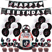 TDR - Verjaardags decoratie / versiering set - Thema : TikTok - 47 delig